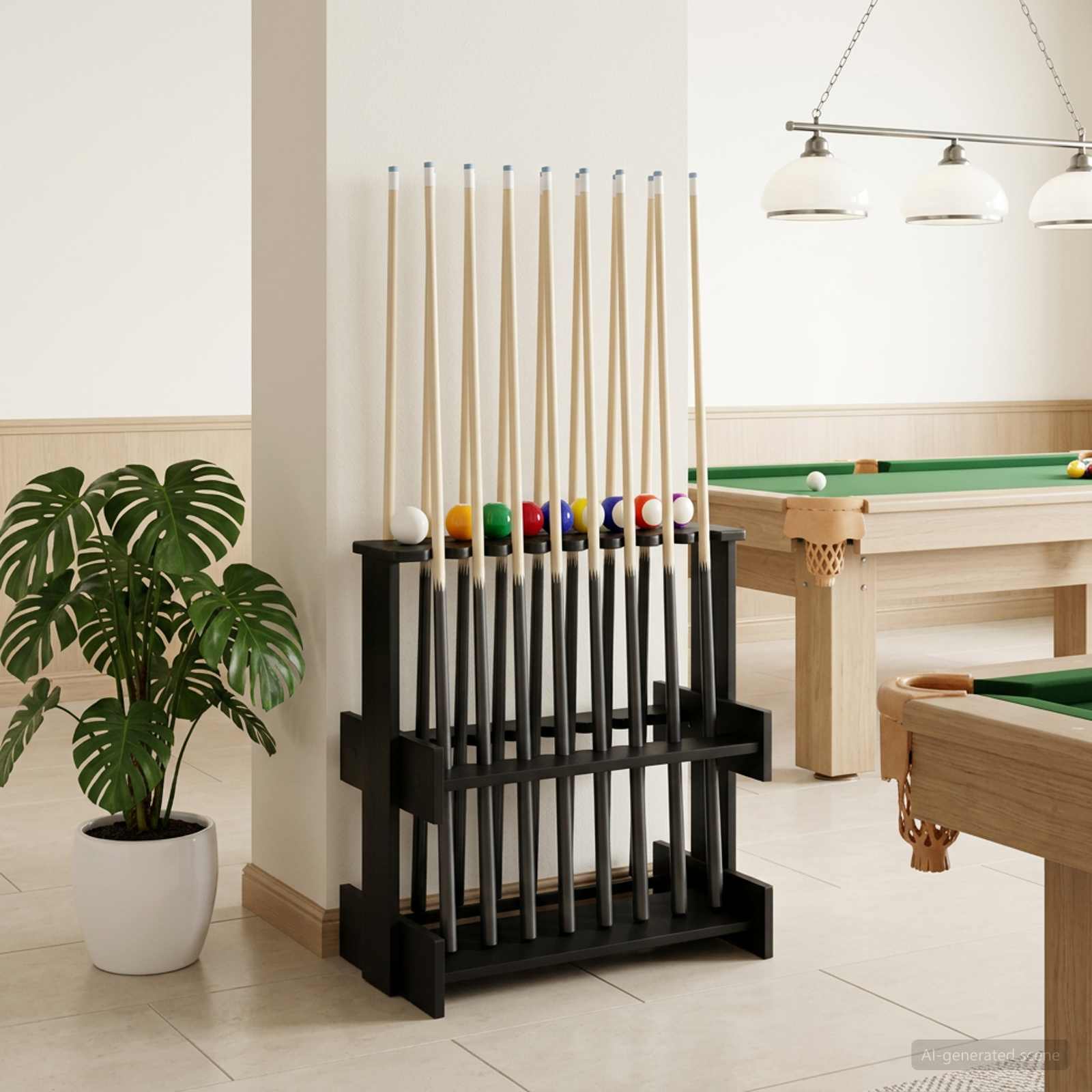 Billardqueue-Ständer Holzwerkstoff 60 x 35 x 60 cm Weiß