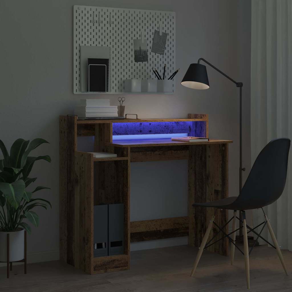 Schreibtisch mit LEDs Weiß 97x45x90 cm Holzwerkstoff