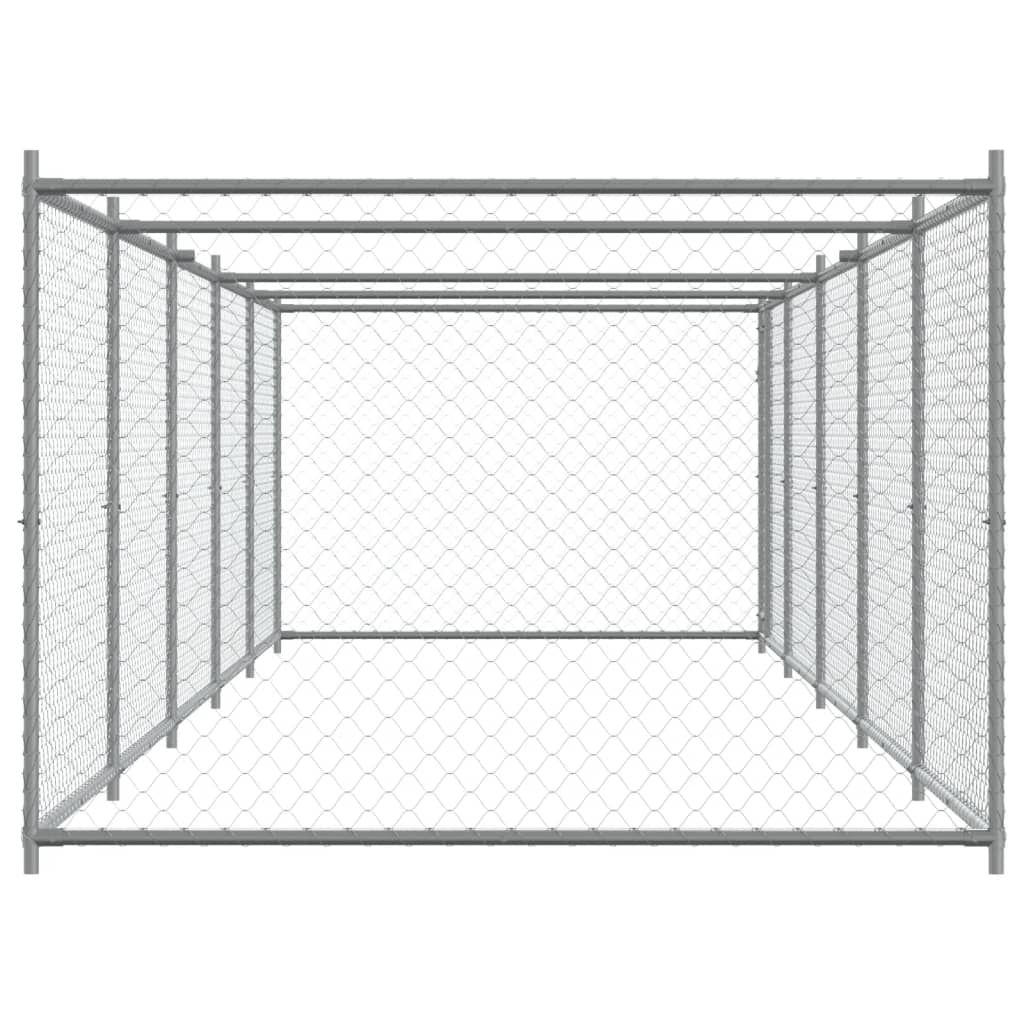 Hundezwinger mit Tür Grau 2x2x1,5 m Verzinkter Stahl