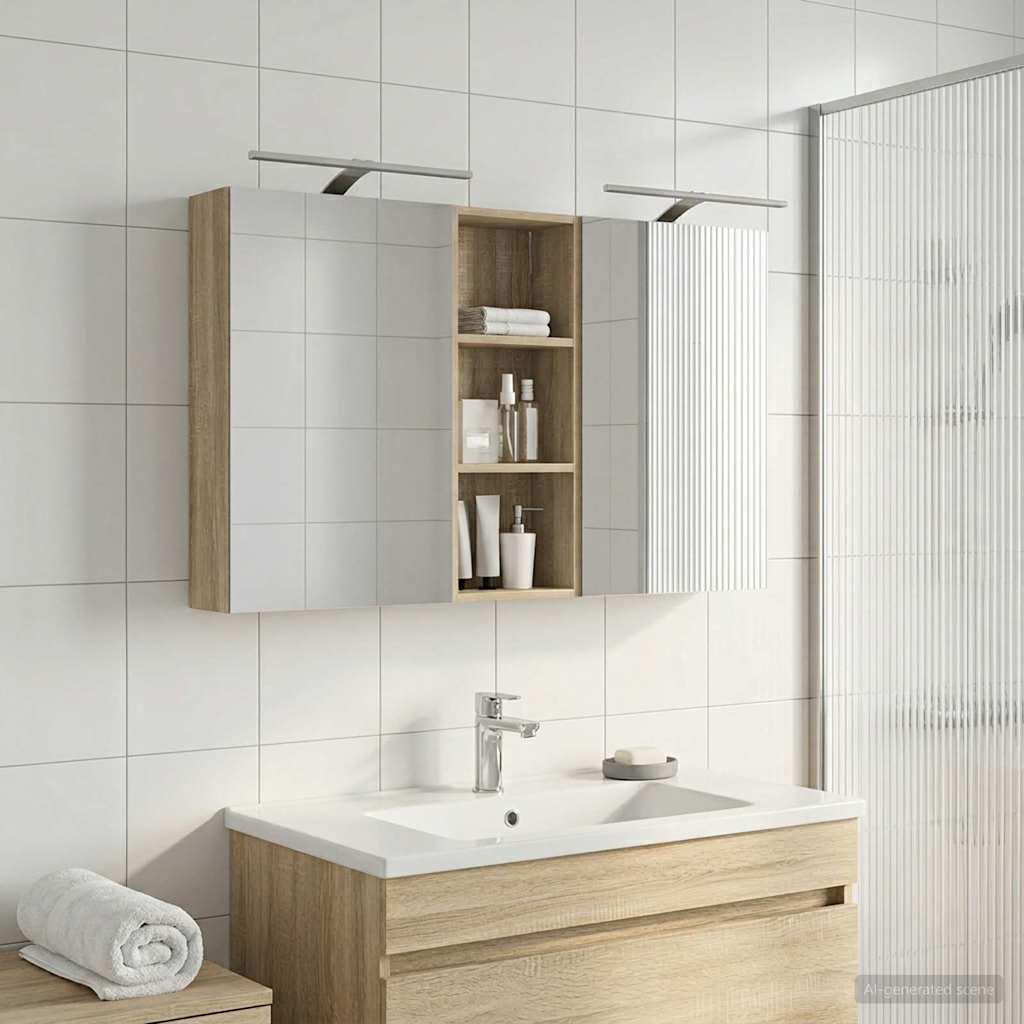 Badezimmerschrank-Set 3 pcs 80 x 10,5 x 50 cm Holzwerkstoff