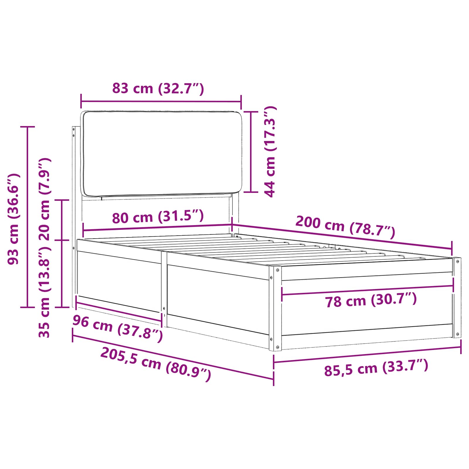 Bettgestell mit gepolstertem Kopfteil Hellgrau 200 x 200 cm