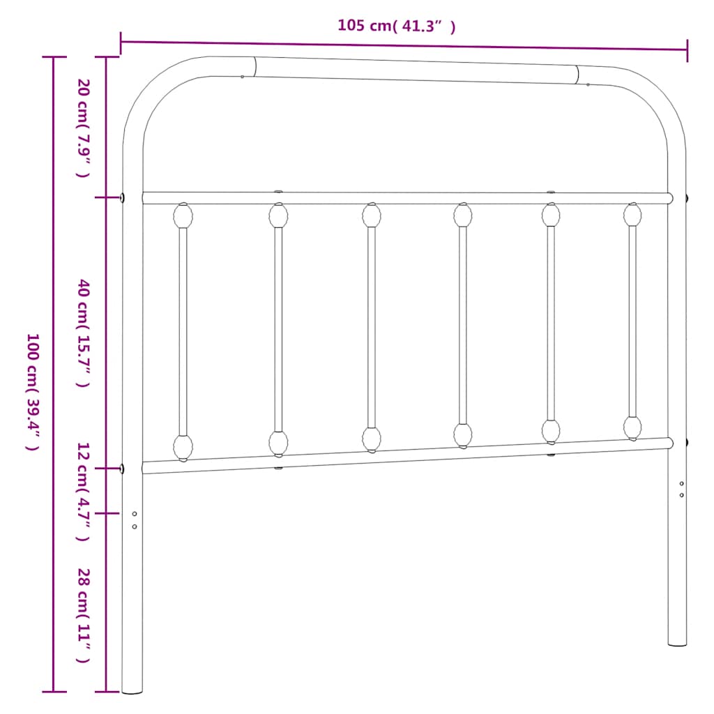 Ersatz-Kopfteil Metall Schwarz 75 cm