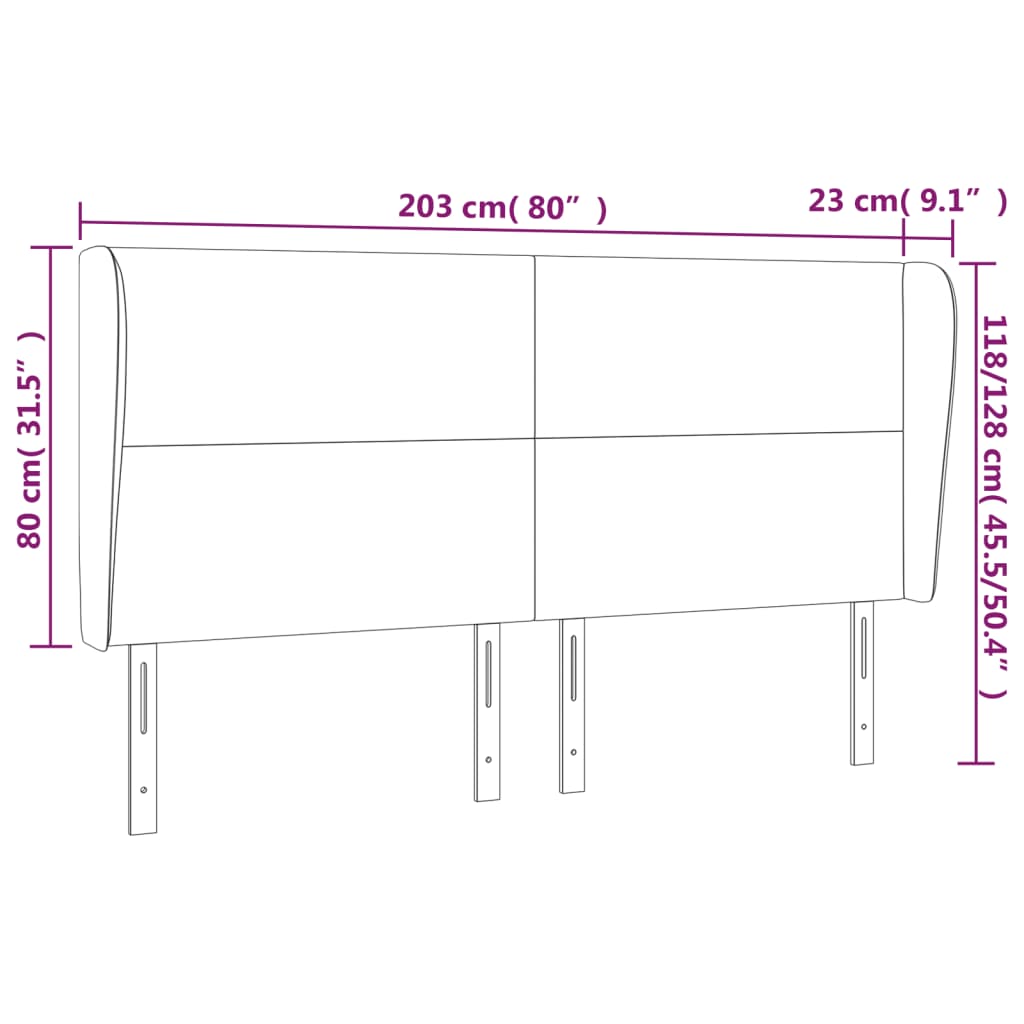 Kopfteil mit Ohren Creme 83x23x78/88 cm Kunstleder