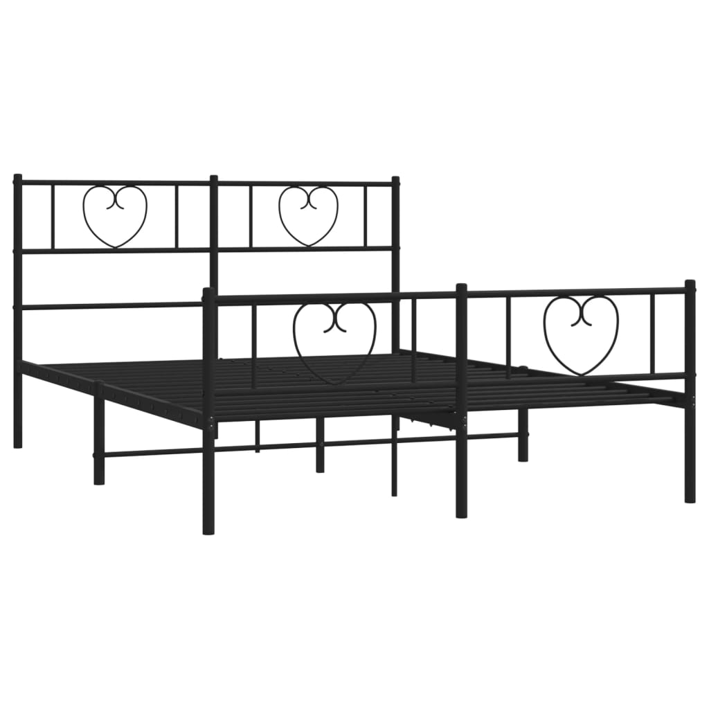 Bettgestell mit Kopfteil Metall Schwarz 100x190 cm