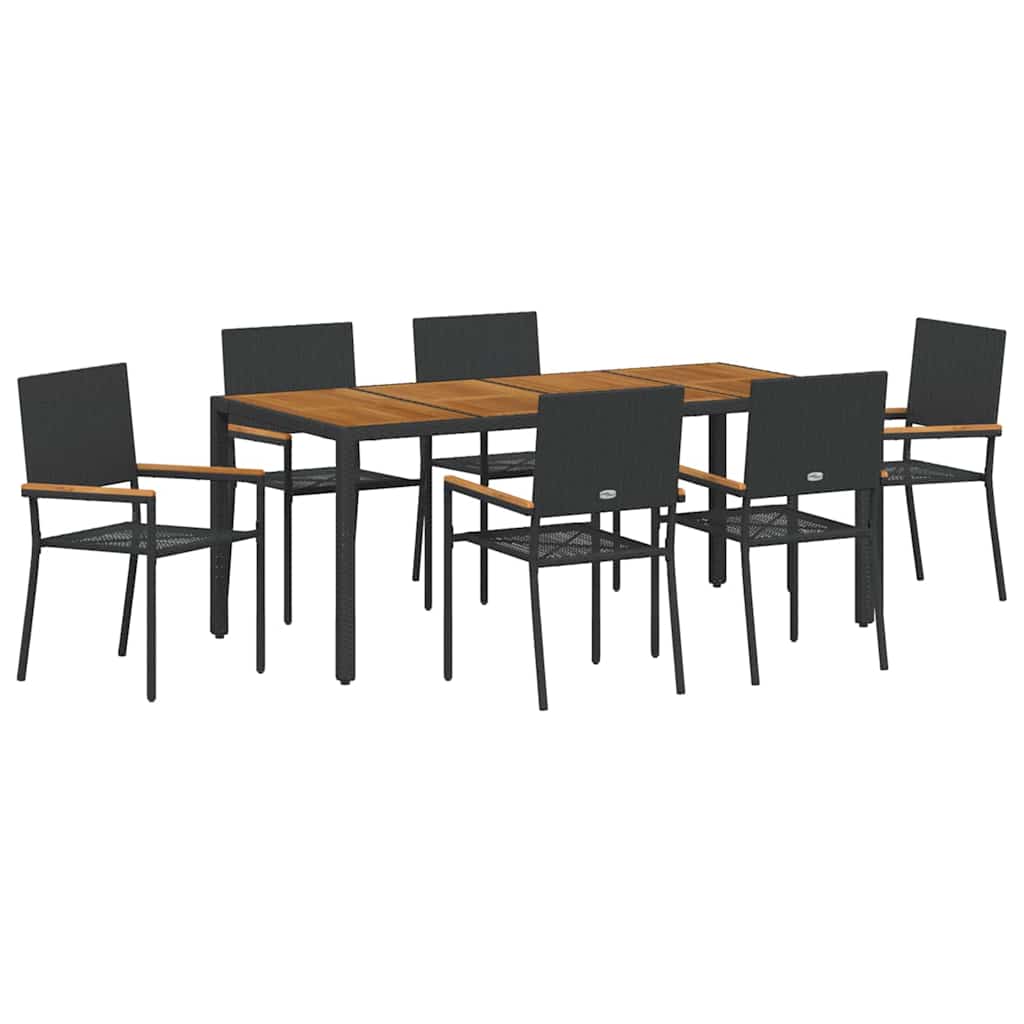 Garten Essgruppe 3 pcs Schwarz Poly-Rattan