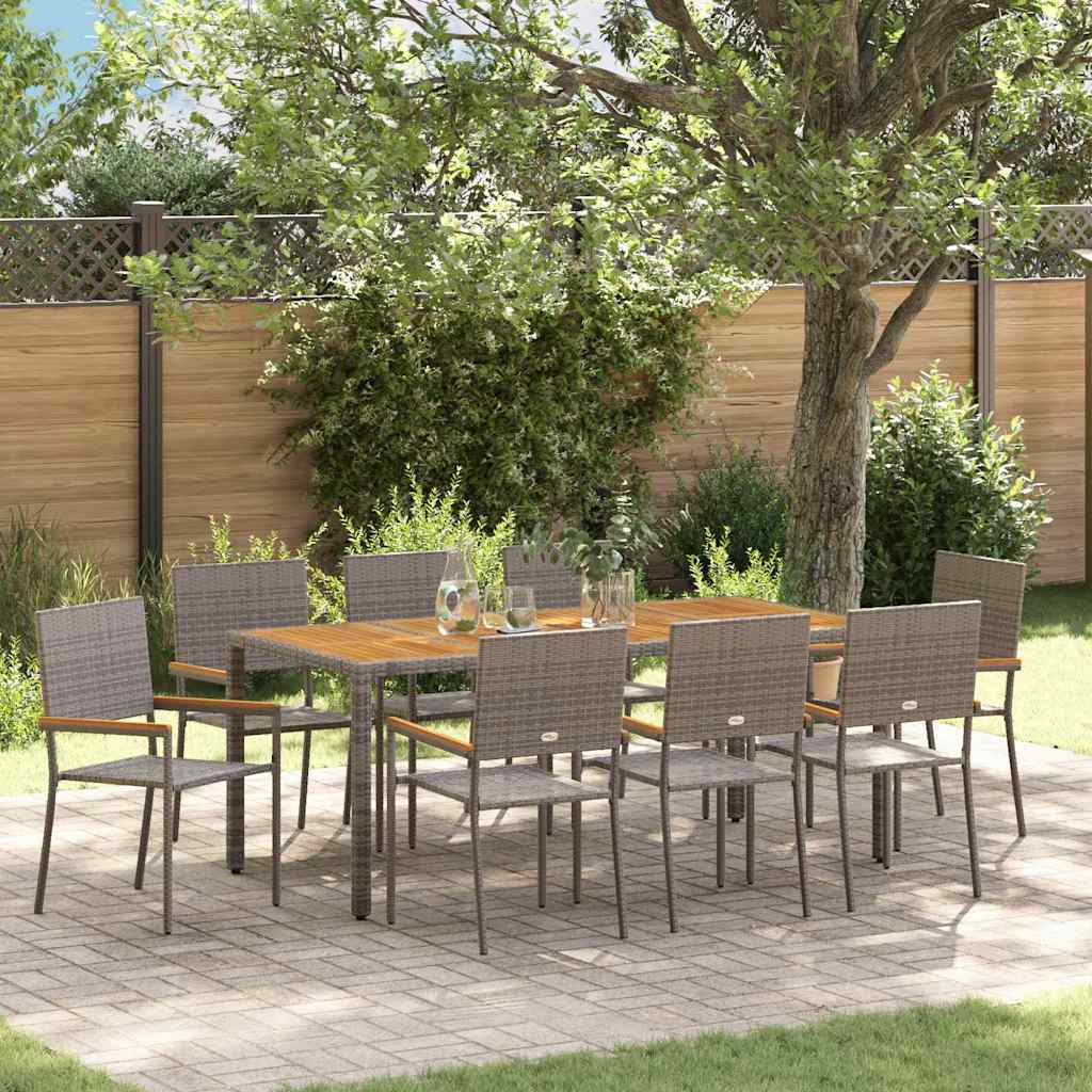 Garten Essgruppe 3 pcs Schwarz Poly-Rattan