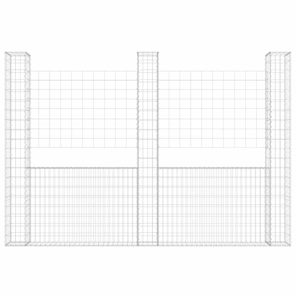Gabionenkorb U-Form mit 2 Säulen Eisen 140x20x150 cm