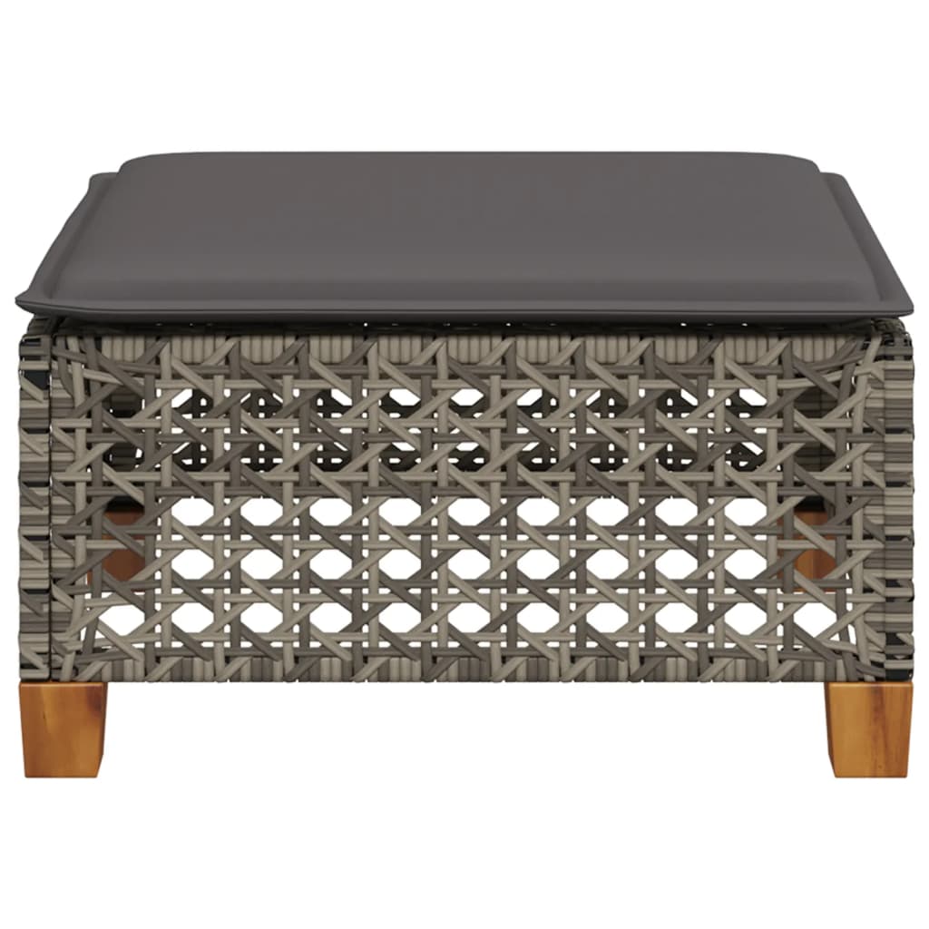 Gartenhocker mit Kissen Schwarz 63,5x56x32 cm Poly Rattan
