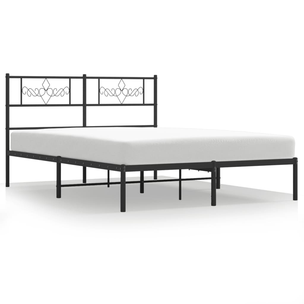Bettgestell mit Kopfteil Metall Schwarz 100x190 cm