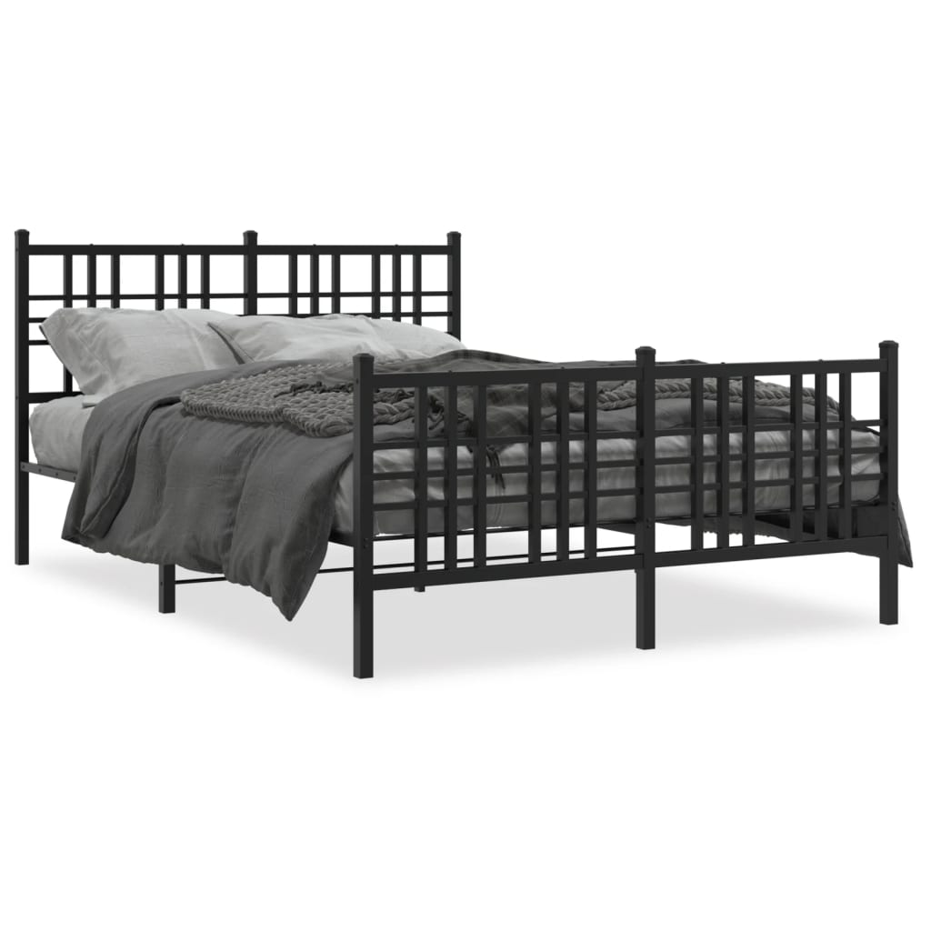 Bettgestell mit Kopf- und Fußteil Metall Schwarz 90x200 cm