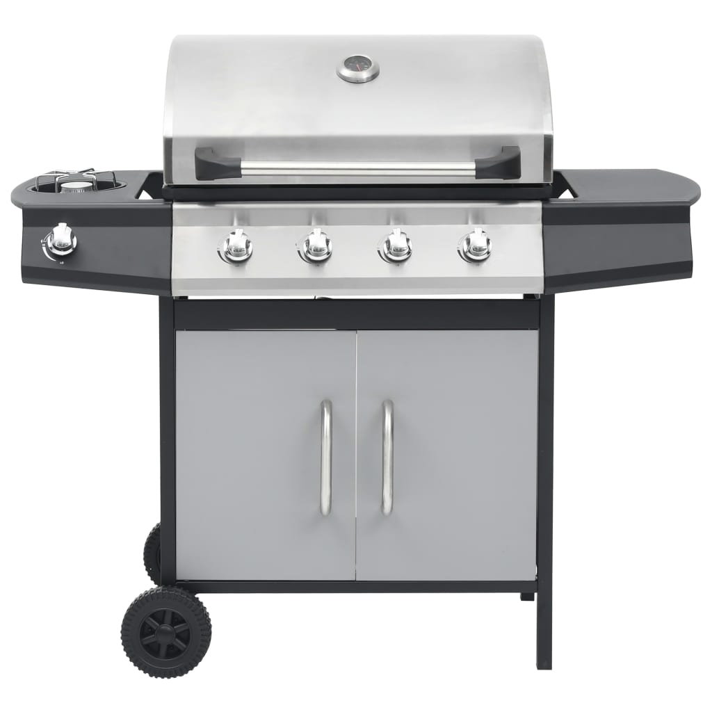 Gasgrill 4+1 Flammen Schwarz Stahl