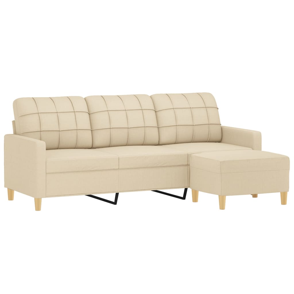 3-Sitzer-Sofa mit Hocker Taupe 180 cm Stoff
