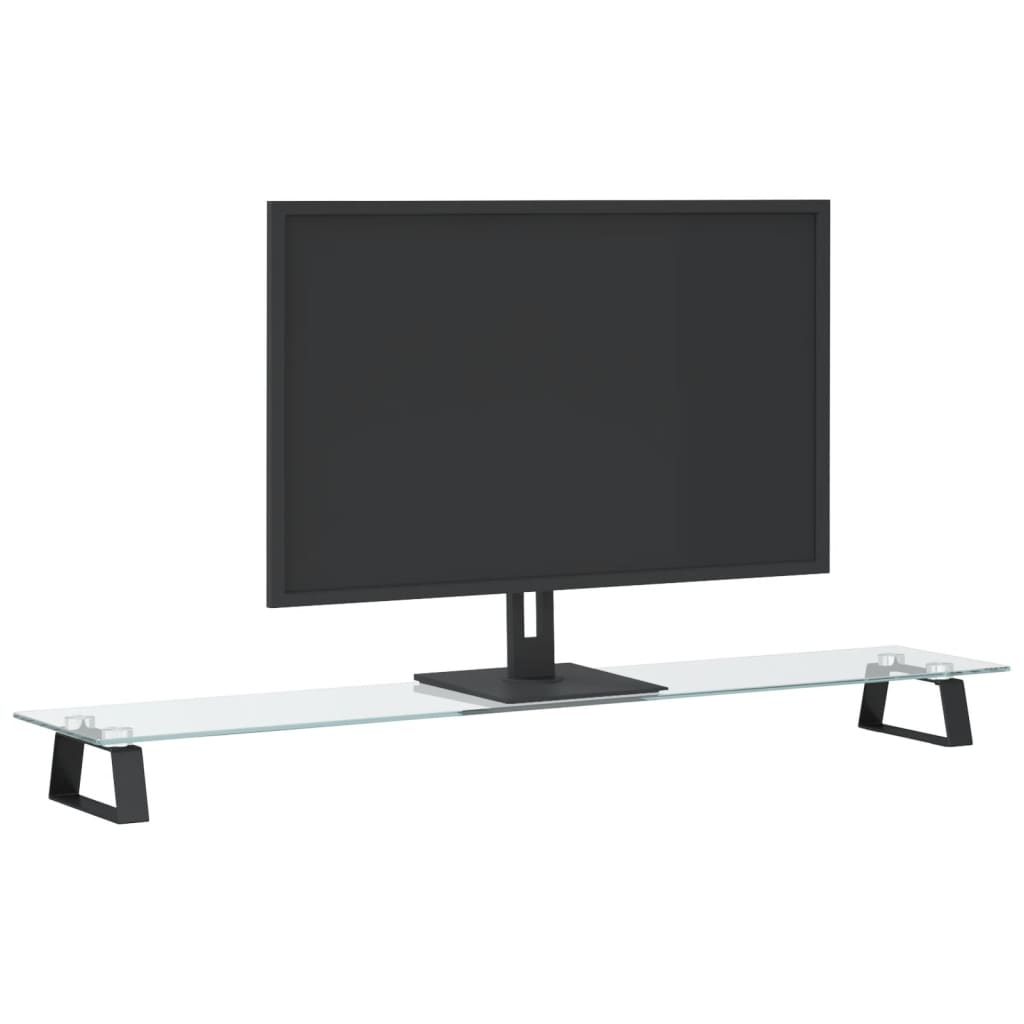 Monitorständer Weiß 60x20x8 cm Hartglas und Metall