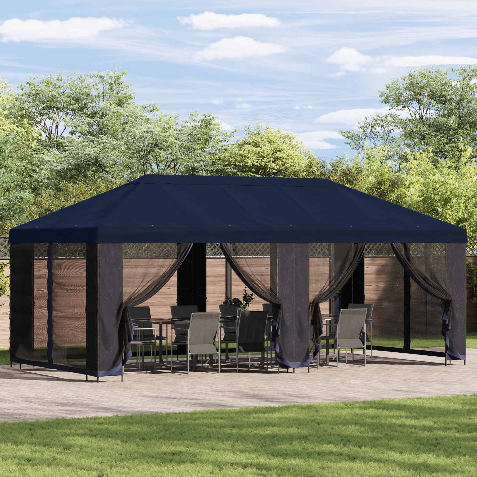 Pavillon mit Seitenwänden 6 x 3 m Beige Polyester und Stahl 190