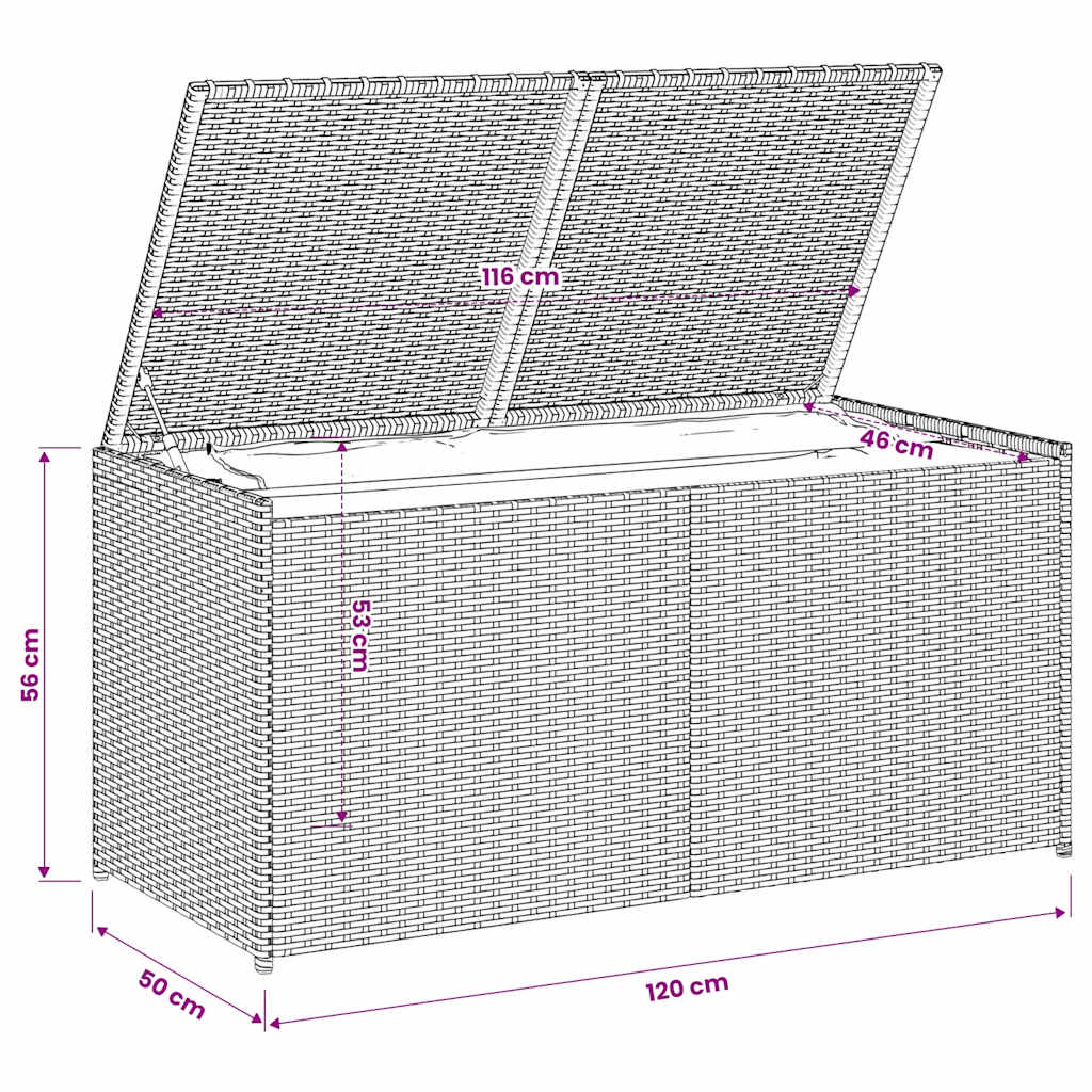 Gartentruhe Schwarz 283L Poly Rattan