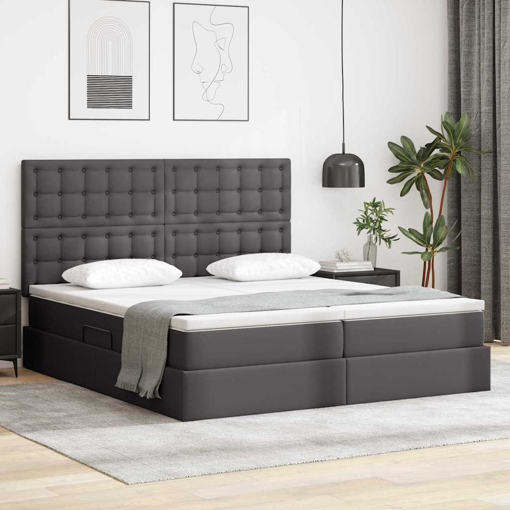 Bett mit Stauraum und LED Schwarz 180 x 200 cm Kunstleder