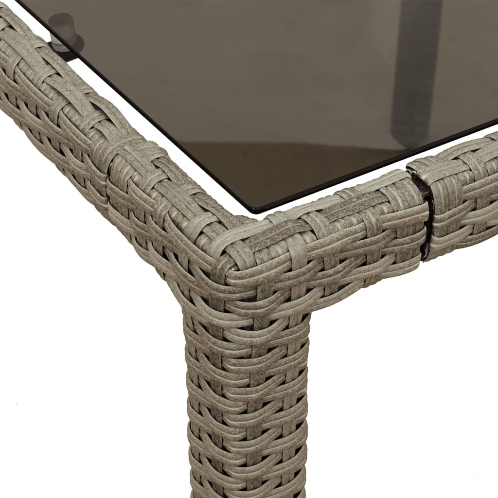 Gartentisch 150x90x75 cm Hartglas und Poly Rattan Schwarz