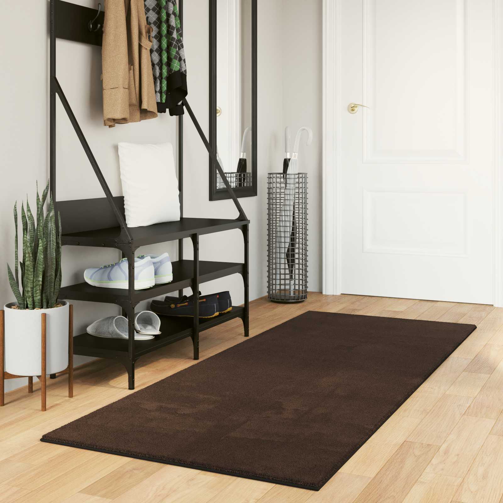 Teppich HUARTE Kurzflor Weich und Waschbar Anthrazit 60x110 cm