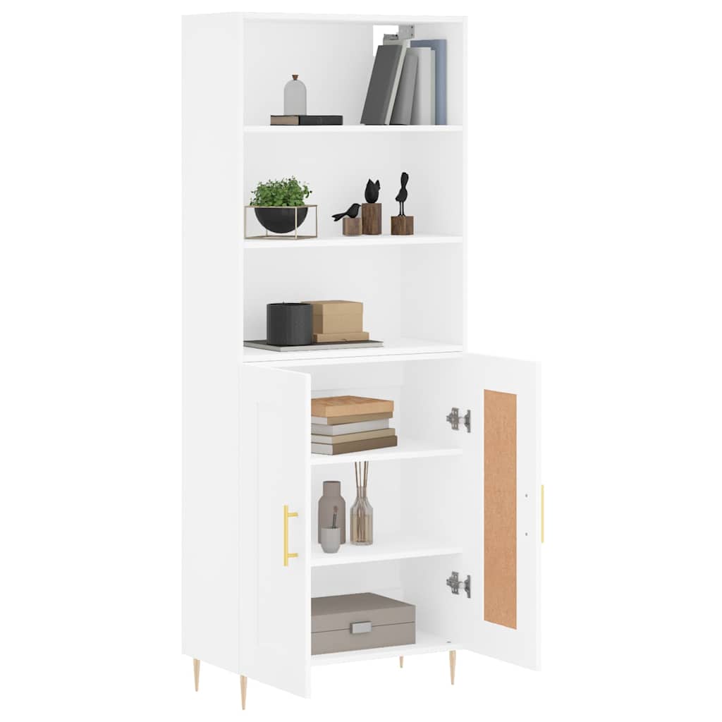 Highboard Hochglanz-Weiß 69,5x34x180 cm Holzwerkstoff