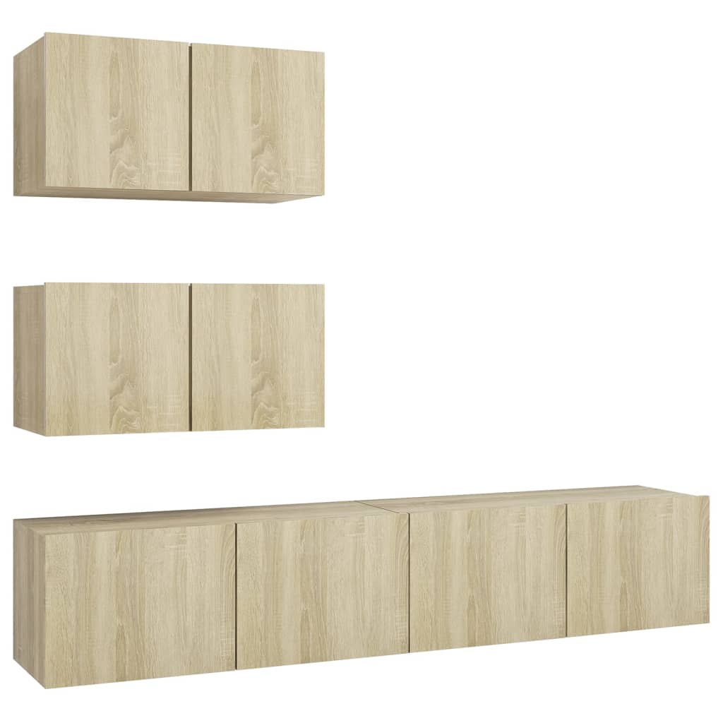 4-tlg. TV-Schrank-Set Weiß Holzwerkstoff