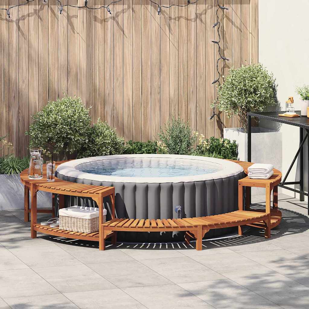 Whirlpool-Umrandung Braun Ø255 x 55,5 cm Massivholz Akazie