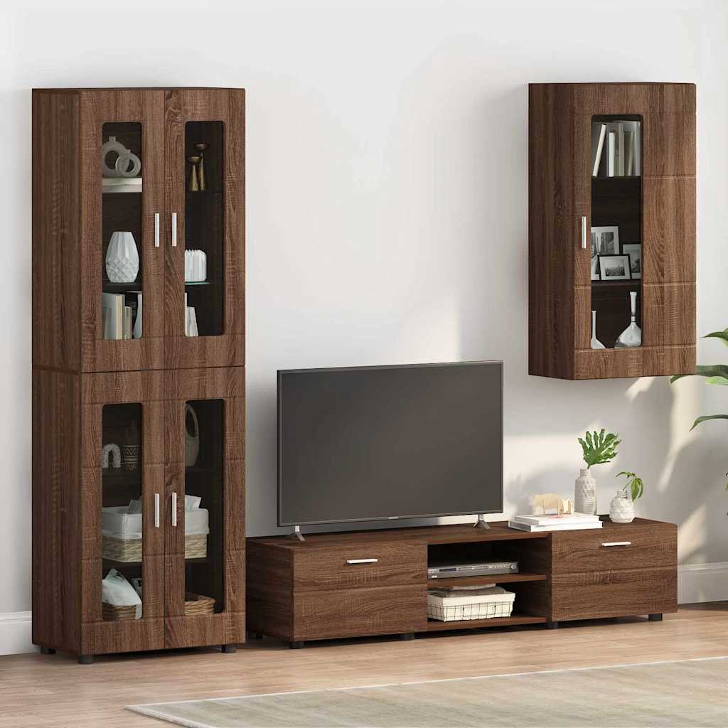 Highboard mit Regal FLORIN Weiß 60 x 35 x 182 cm Holzwerkstoff