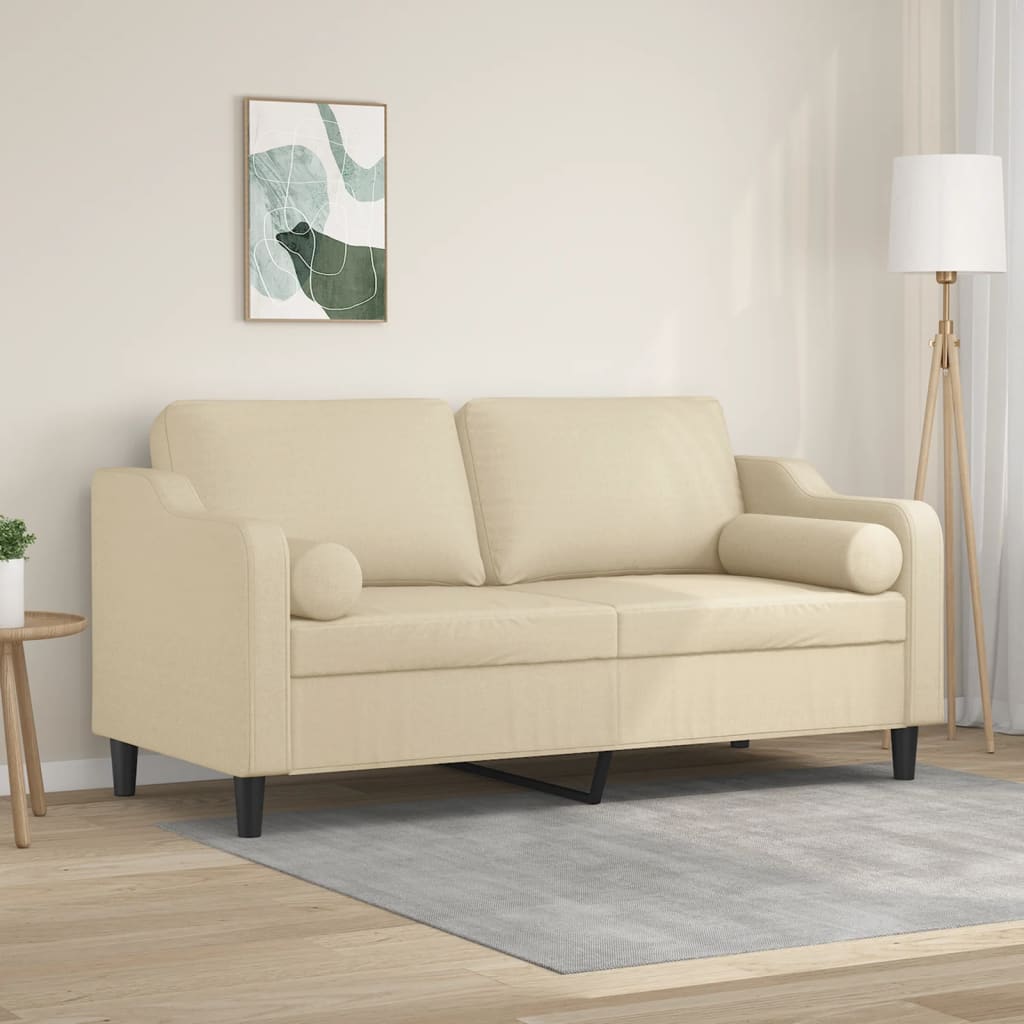 2-Sitzer-Sofa mit Zierkissen Braun 120 cm Stoff