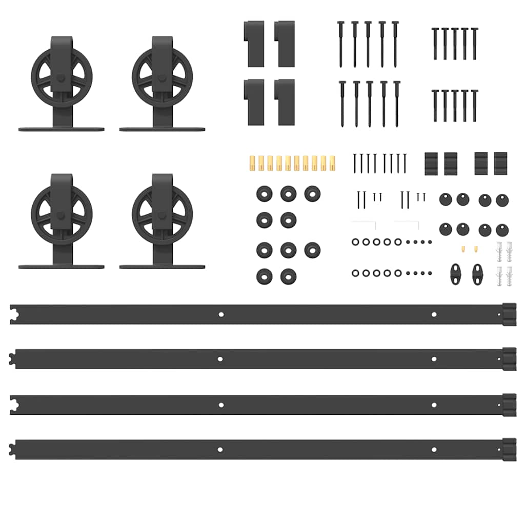 Schiebetürbeschlag-Set 366 cm Stahl Schwarz