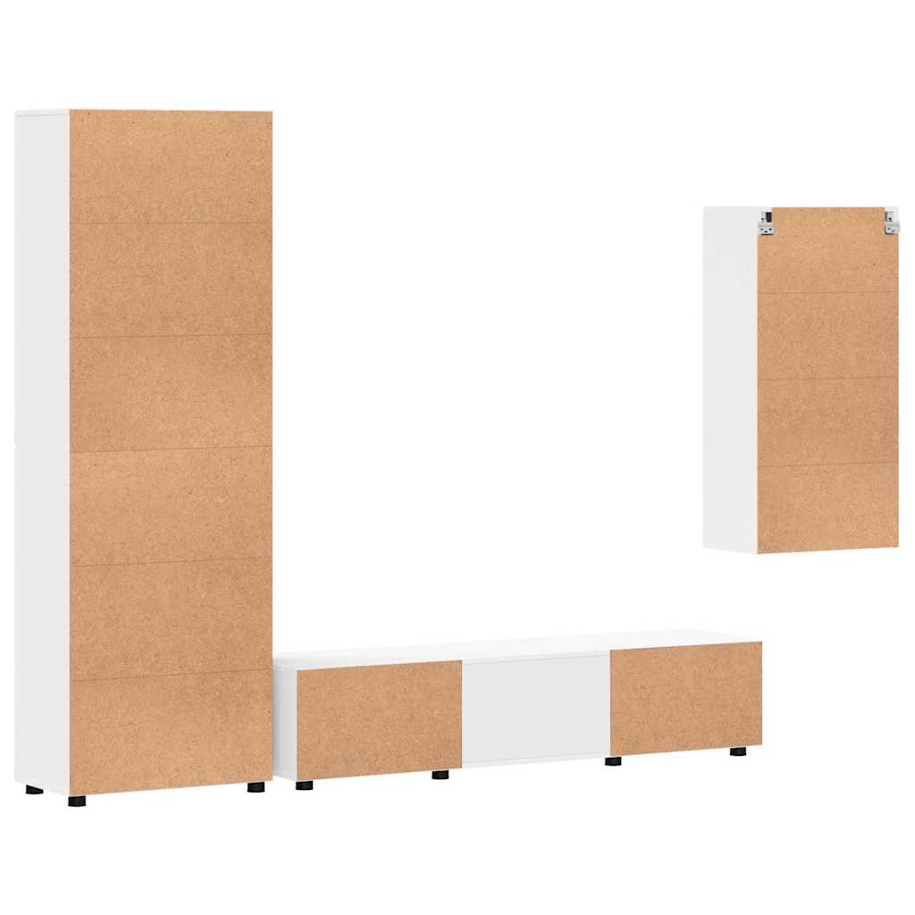 Highboard mit Regal FLORIN Weiß 60 x 35 x 182 cm Holzwerkstoff