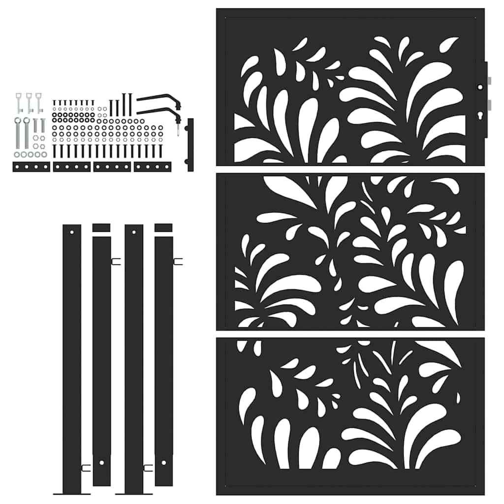 Gartentor Schwarz 100x100 cm Stahl Lichtdesign