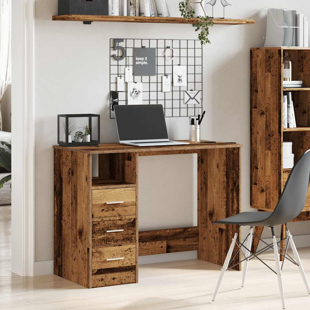 Schreibtisch mit Schubladen Weiß 102x50x76 cm Holzwerkstoff