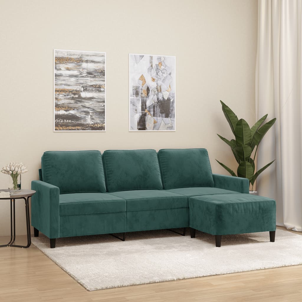 3-Sitzer-Sofa mit Hocker Rosa 180 cm Samt