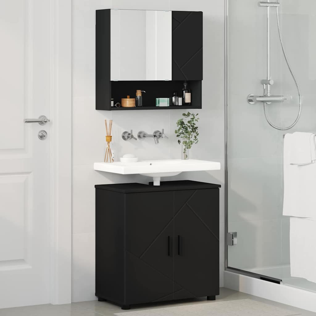 Badezimmermöbel-Set mit Tür 2 pcs Weiß Holzwerkstoff & Metall