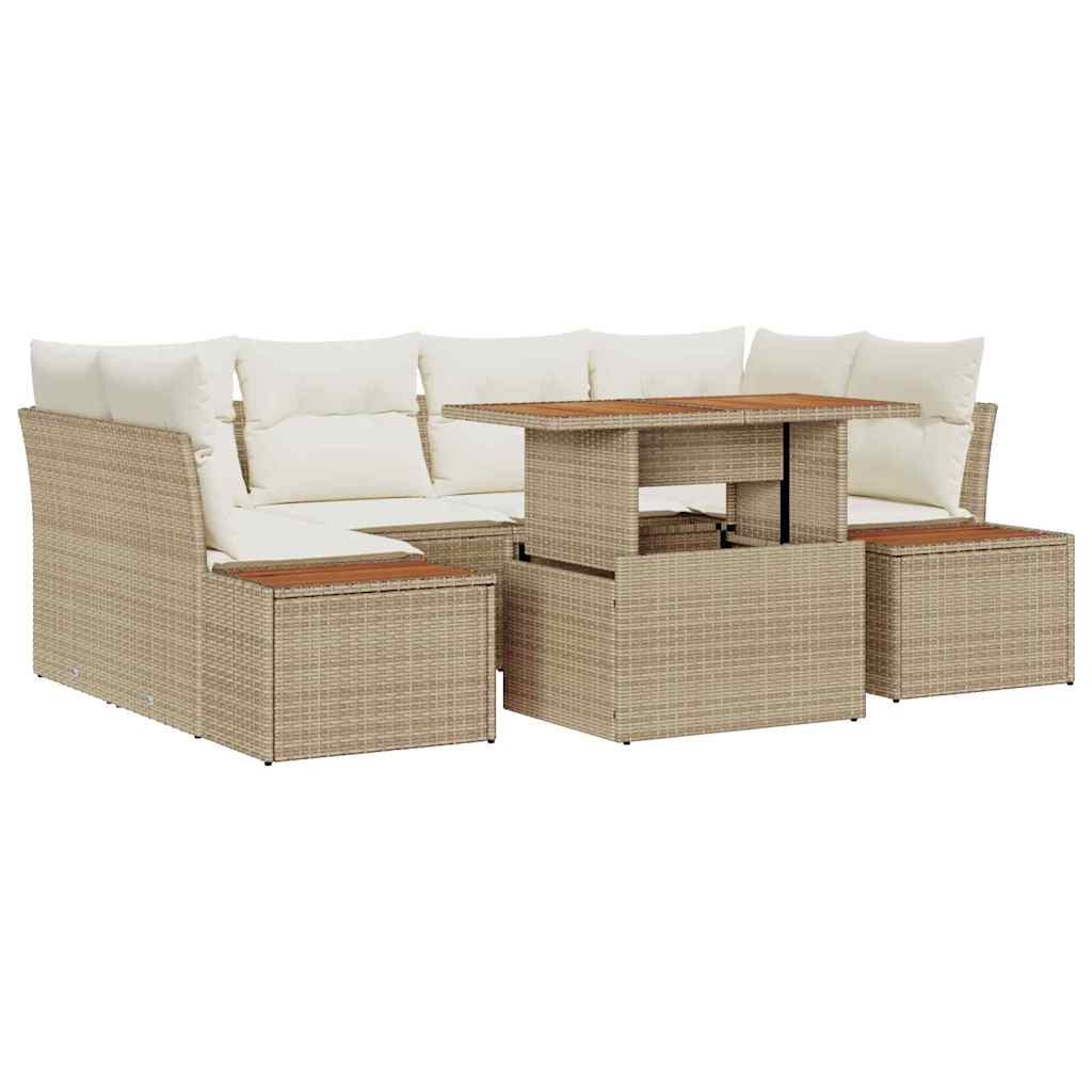 Garten Essgruppe mit Kissen 9 pcs Schwarz und Beige