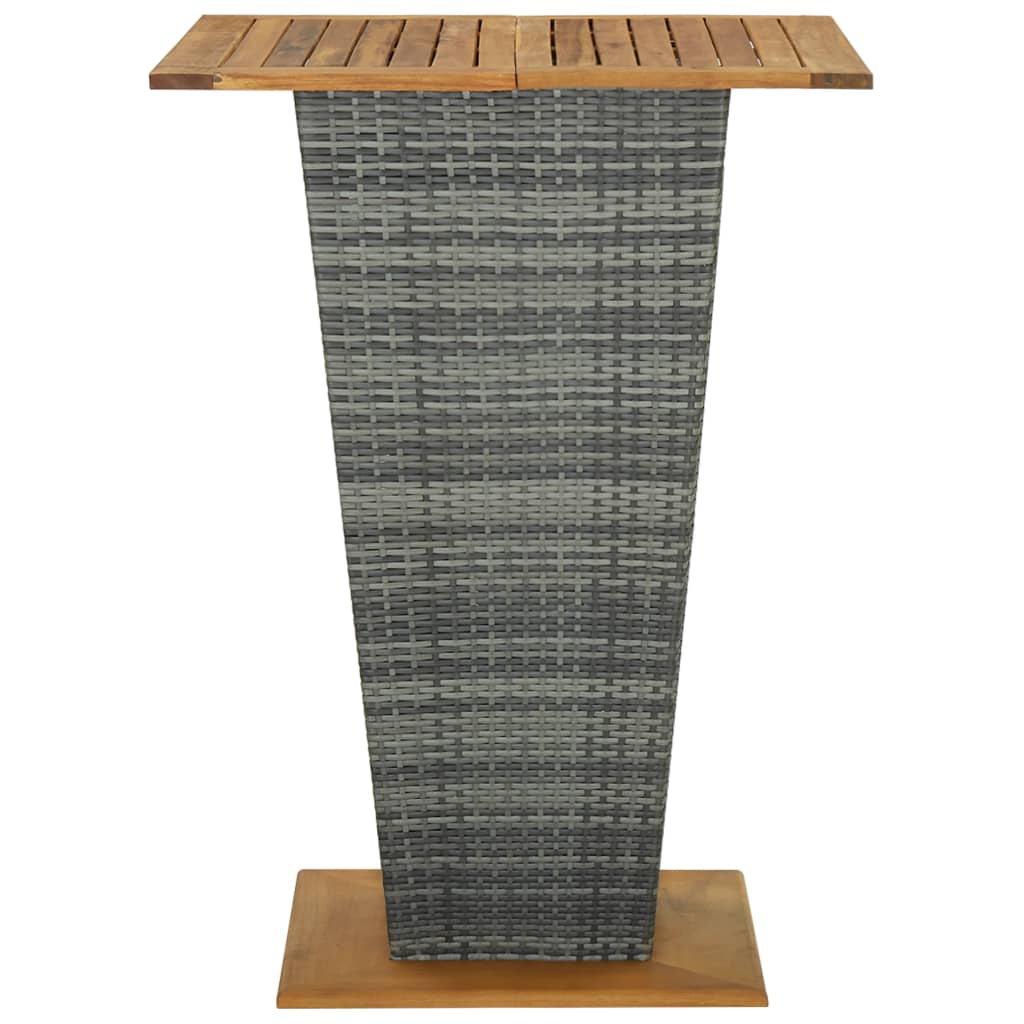Bartisch Schwarz 80x80x110 cm Poly Rattan und Massivholz Akazie