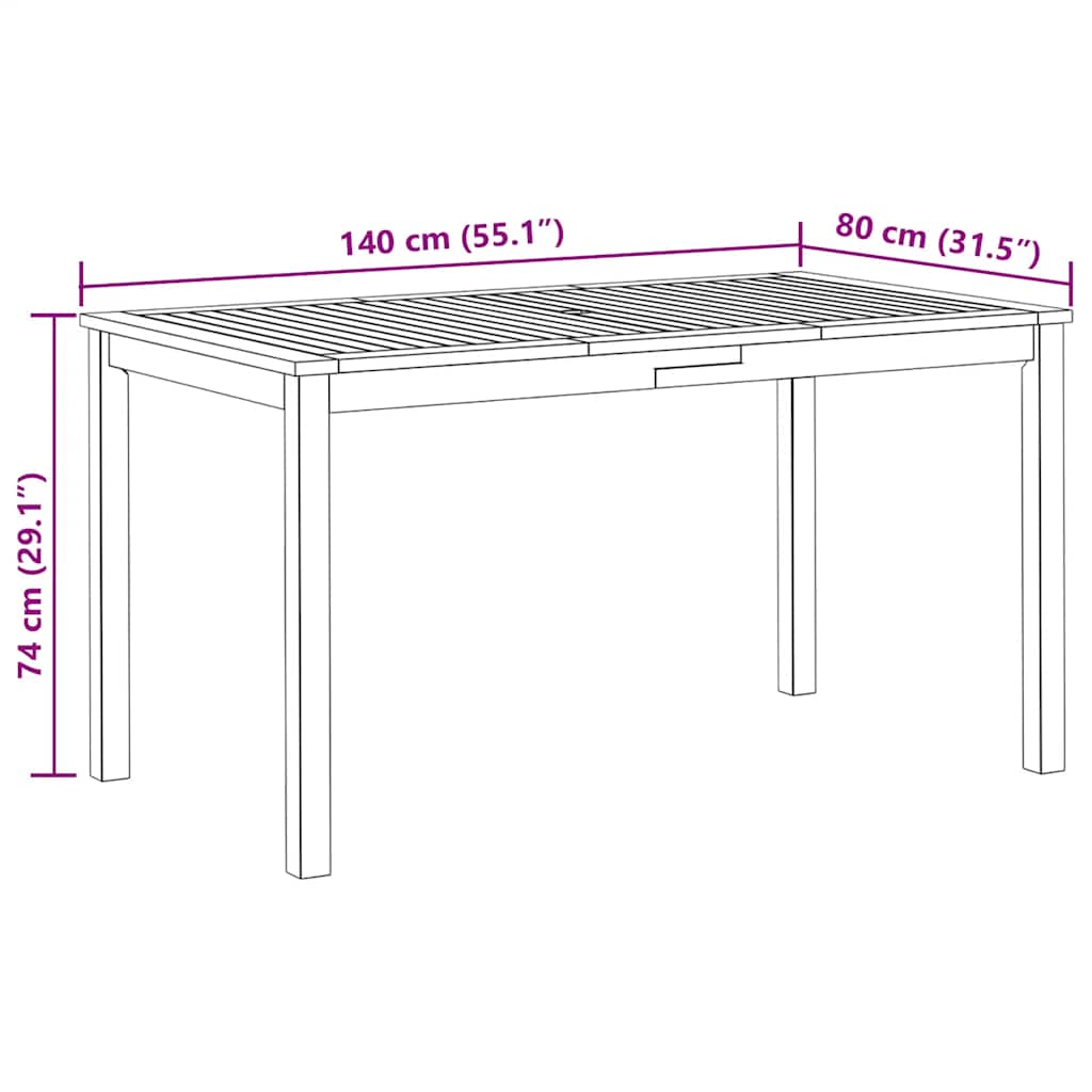 Garten-Esstisch 110x55x75 cm Massivholz Akazie