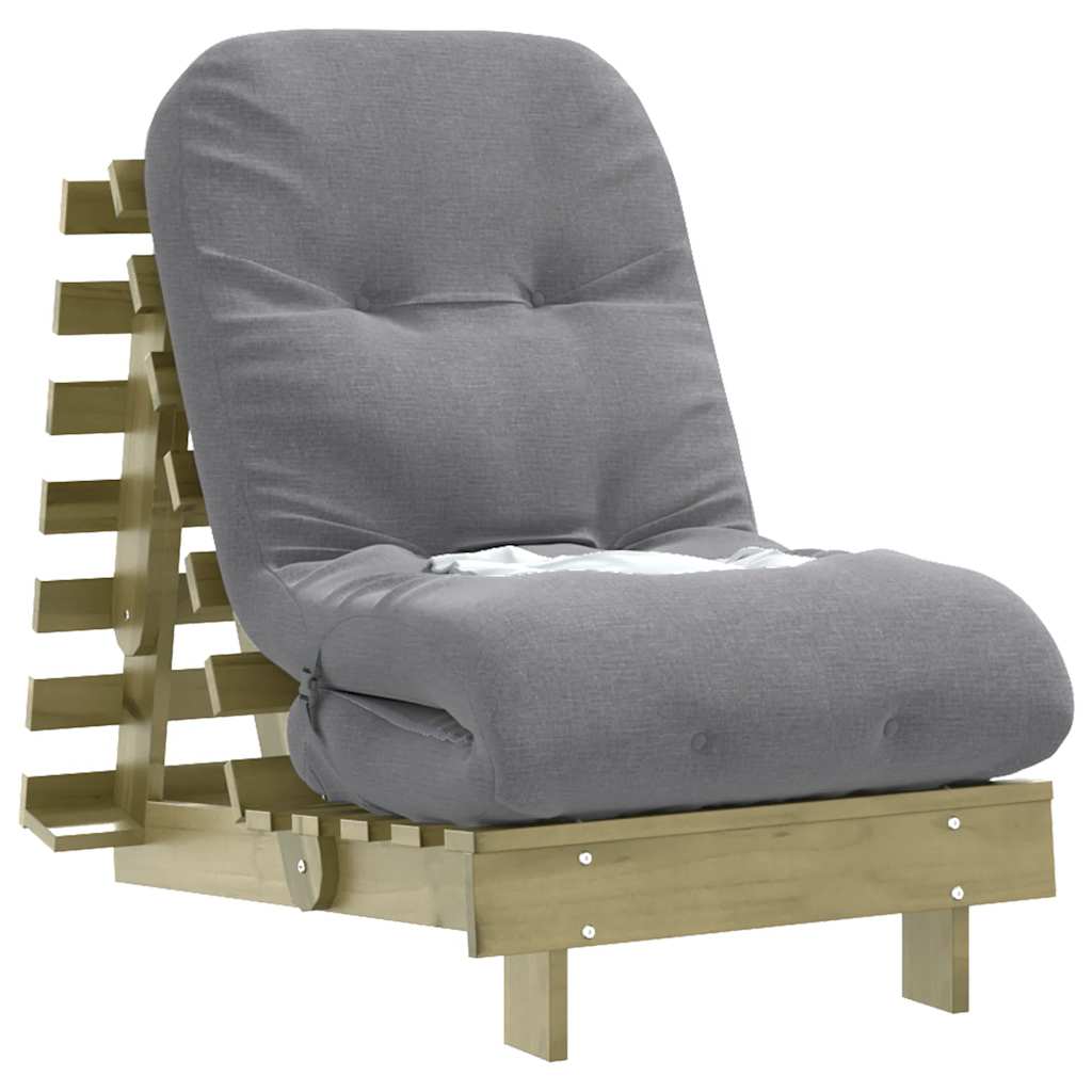 Futon Schlafsofa mit Matratze Braun 70x206x11 Massivholz Kiefer