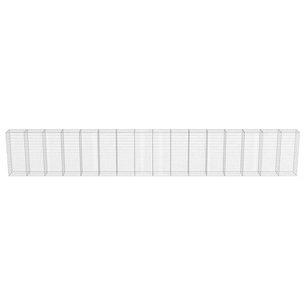Gabionenwand mit Abdeckung Verzinkter Stahl 20×20×100 cm