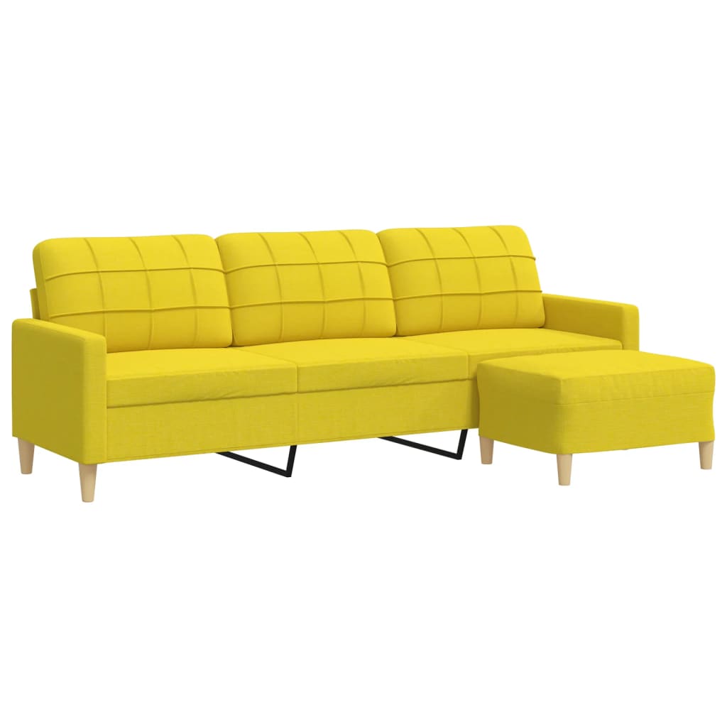 3-Sitzer-Sofa mit Hocker Taupe 180 cm Stoff