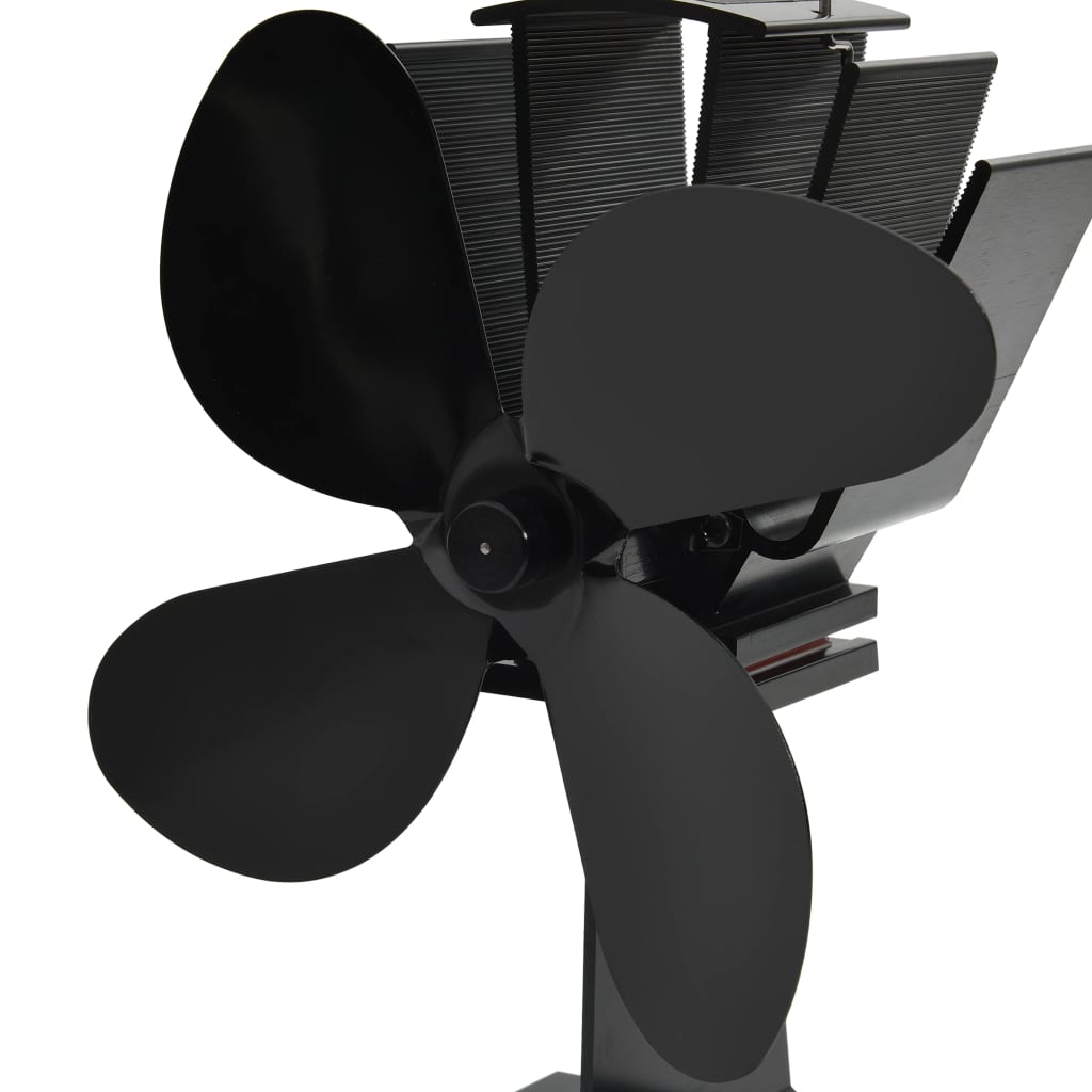 Ofenventilator Wärmebetrieben 2 Blätter Schwarz