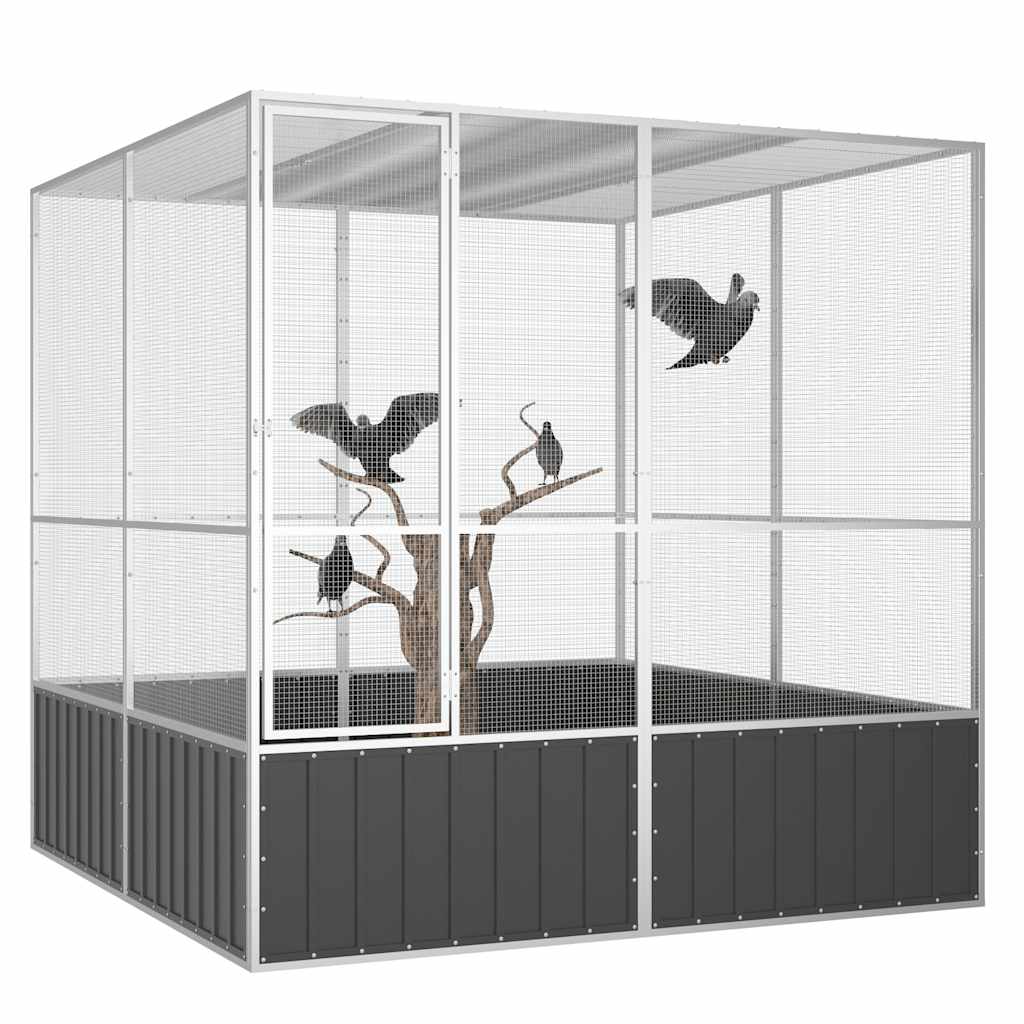 Vogelkäfig Anthrazit 111x107x211,5 cm Verzinkter Stahl