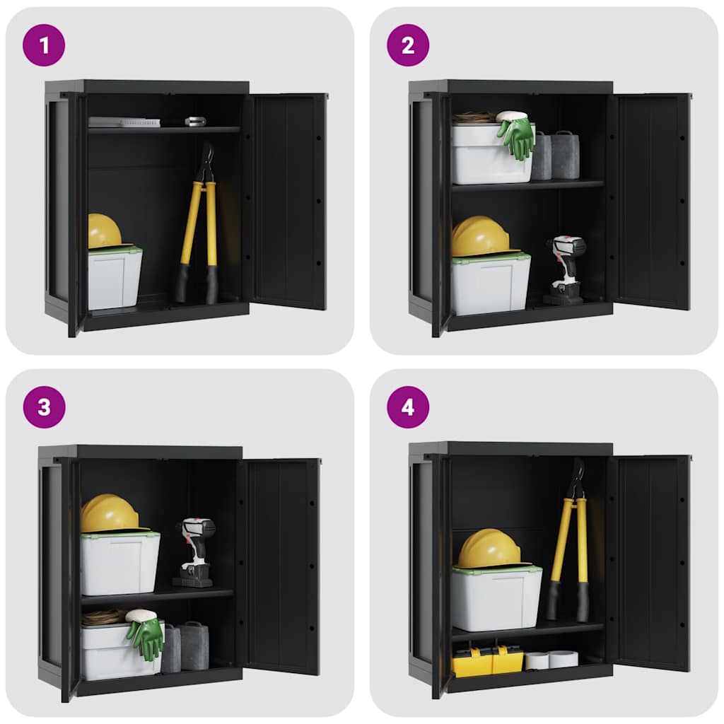 Gartenschrank Grau und Schwarz 65x37x85 cm PP
