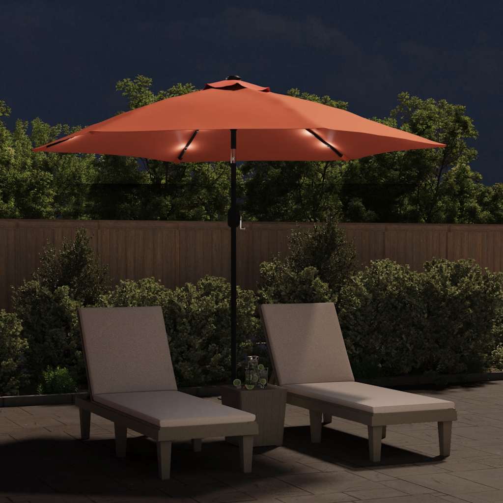 Sonnenschirm mit LED-Beleuchtung Stahl-Mast 300 cm Bordeauxrot