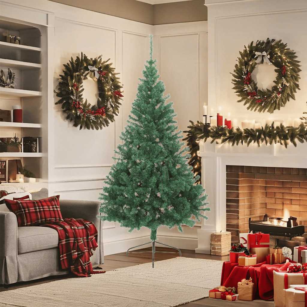 Künstlicher Halb-Weihnachtsbaum mit Ständer Grün 150 cm PVC