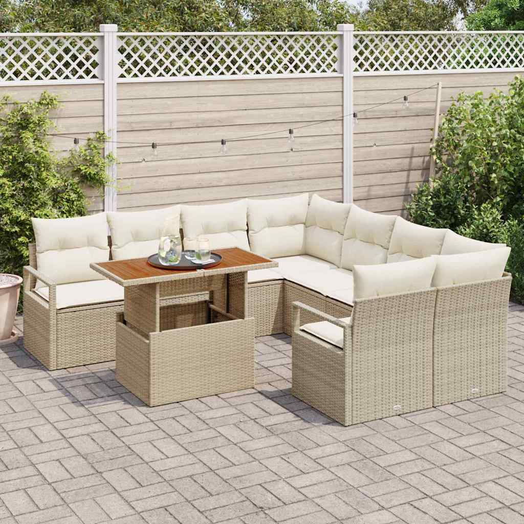 Garten Essgruppe mit Kissen 9 pcs Schwarz und Creme