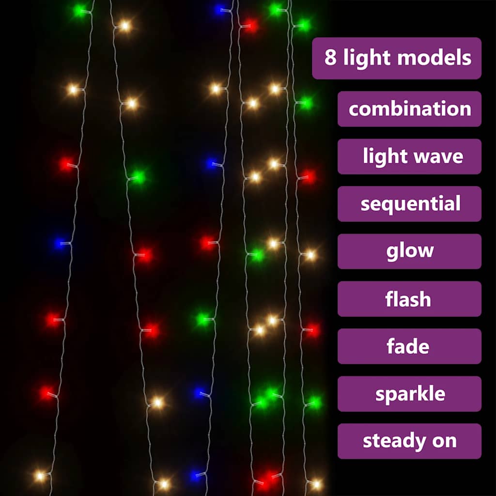 LED-Lichtervorhang 3x3 m 300 LED Warmweiß 8 Funktionen