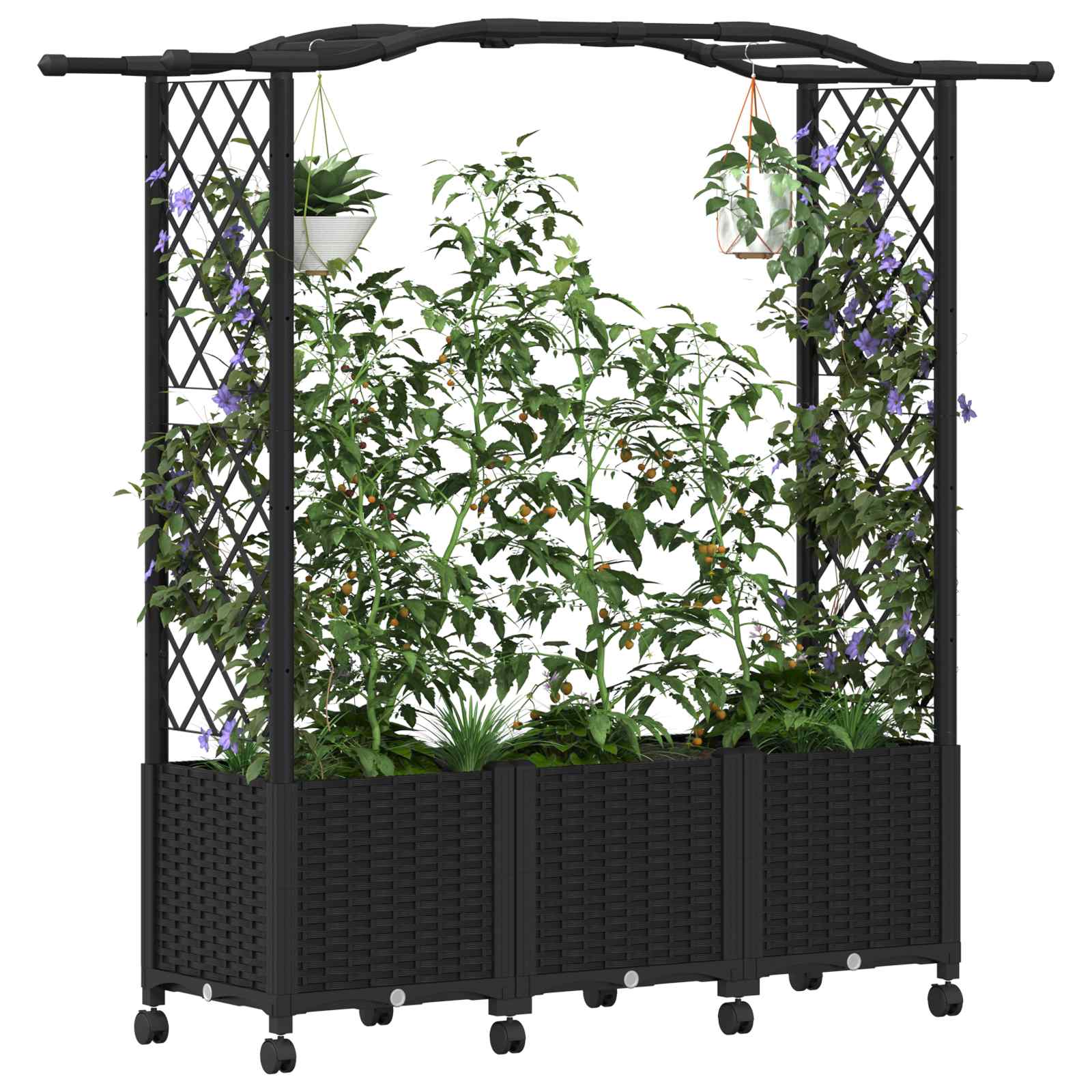 Hochbeet mit Rankgitter und Dach Braun 124 x 40 x 123 cm PP