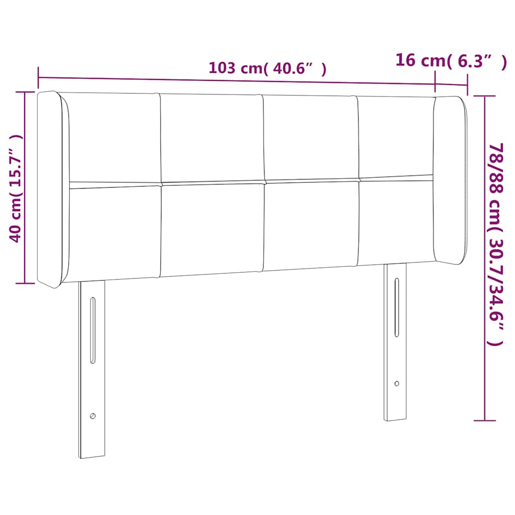 Kopfteil mit Ohren Dunkelblau 93x16x78/88 cm Samt