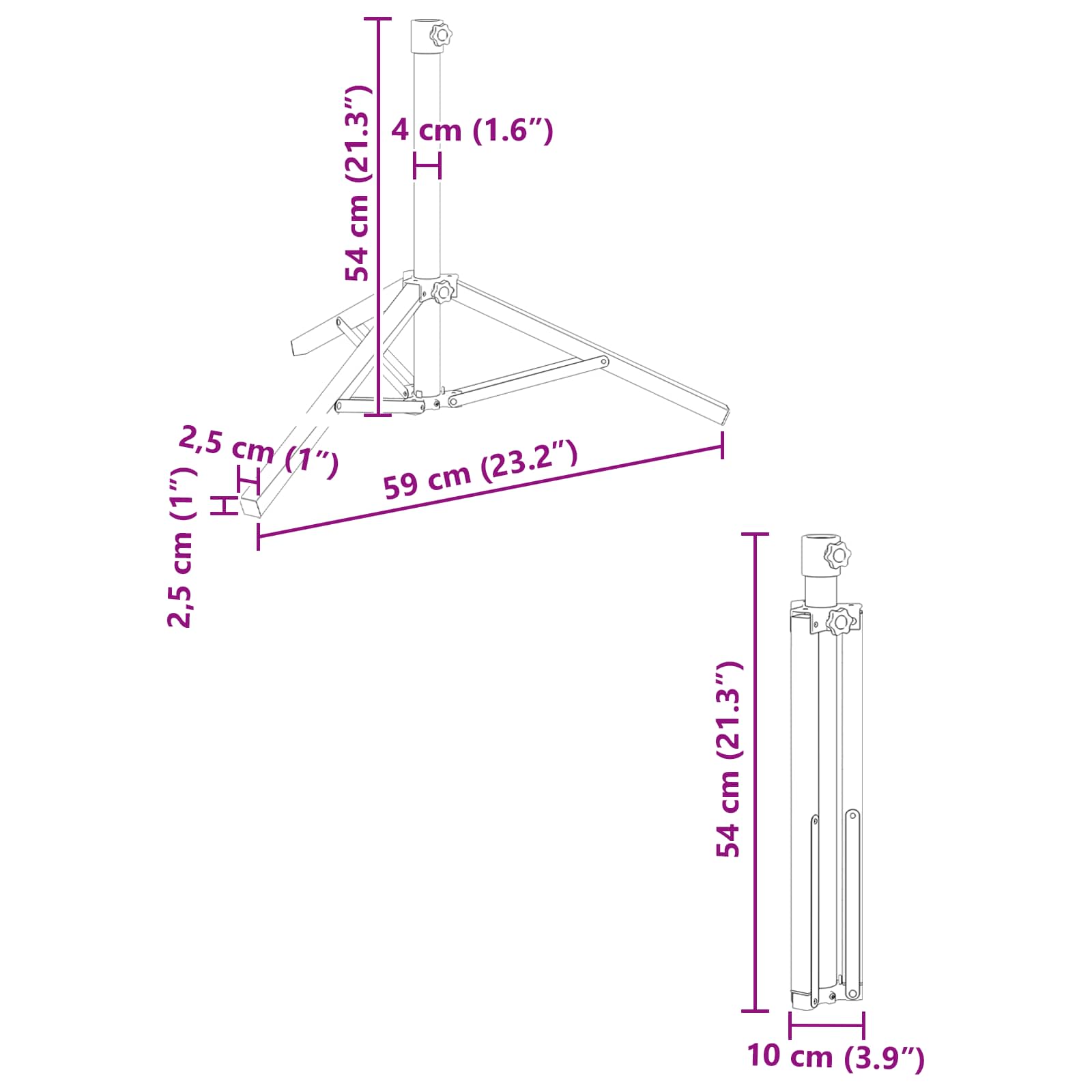 Sonnenschirmständer Weiß Stahl für 25-32 mm Mast