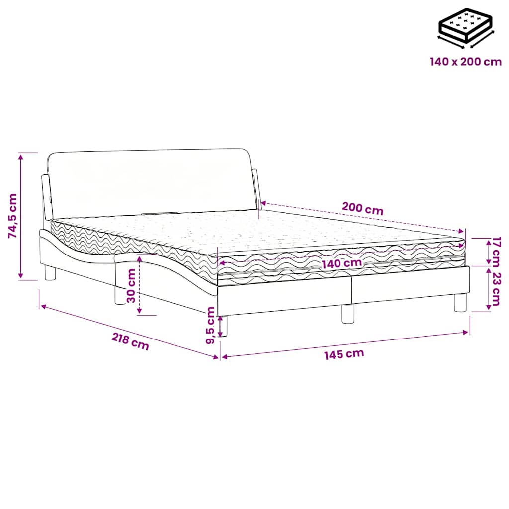 Bett mit Matratze "Dover" Schwarz 80x200 cm Kunstleder